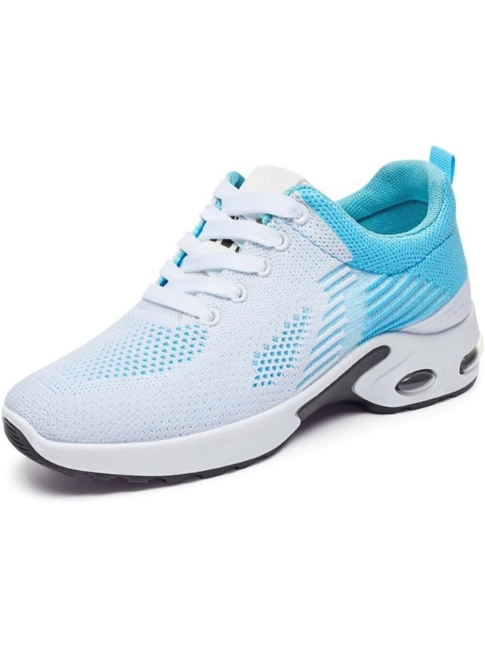 Women's White And Blue Mesh Breathable Air Cushion Athletic Comfortable Sneaker